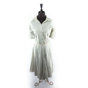 Vintage 1960's George Georgiou II Slate Blue  Cotton Dress L Made In Cyprus 100%
